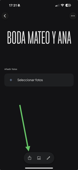 Compartir el álbum desde la app del móvil